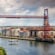 A gondola crossing the Vizcaya Bridge in Getxo, Spain